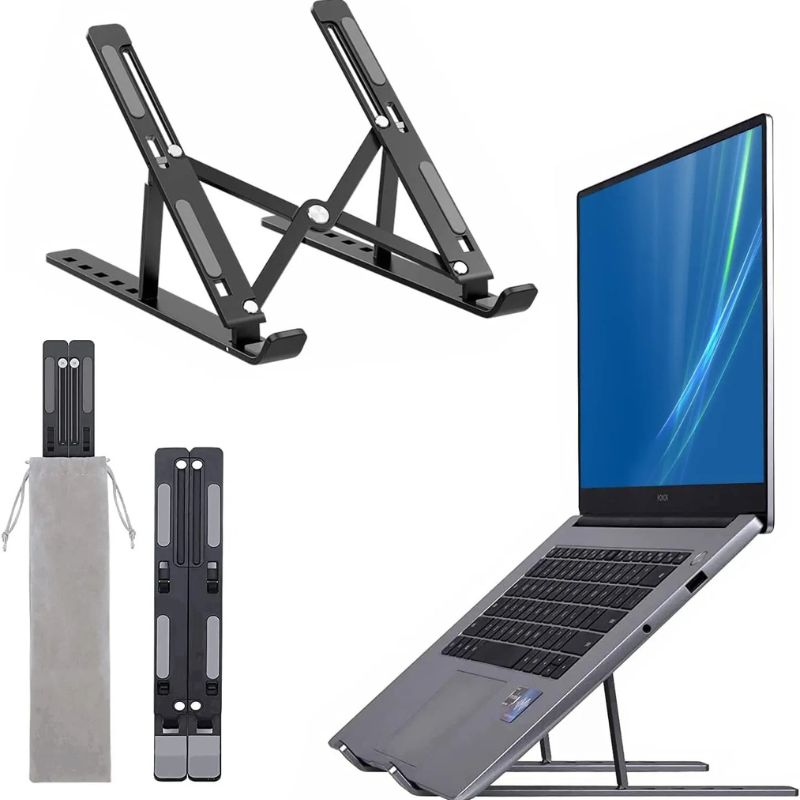 Premium Aluminum Foldable Laptop Stand | Adjustable, Sturdy & Portable for Work & Study | Silver & Black – Bellokart