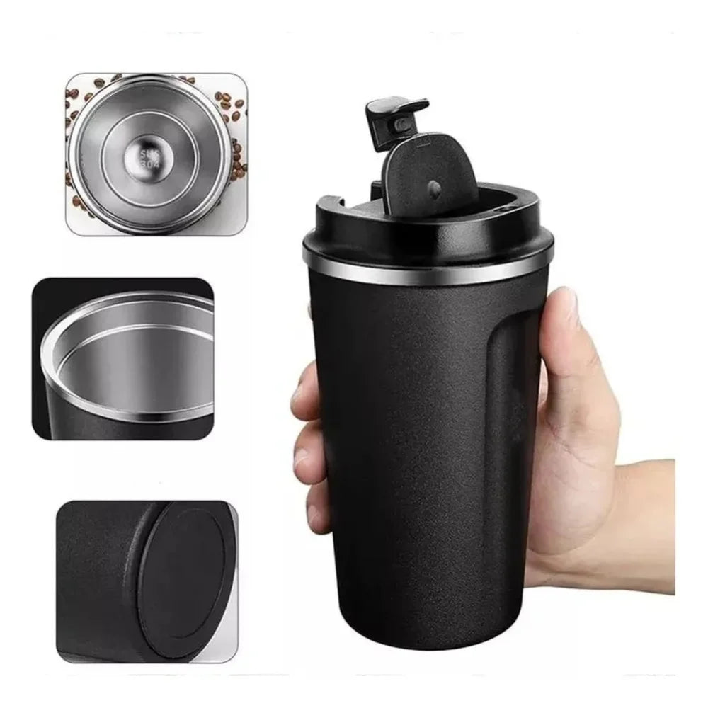 510ML Stainless Steel Thermos Flask | Vacuum Insulated Travel Mug with LED Temperature Display – Black | Bellokart