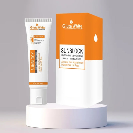 Gluta White SunBlock SPF 60 | Moisturizing & Brightening Sunscreen for All Skin Types – Bellokart