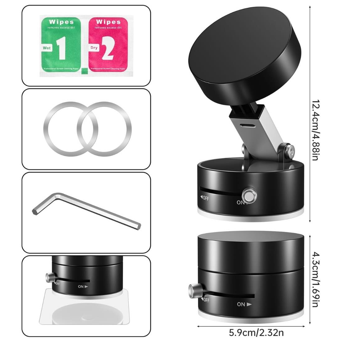 Magnetic Wireless Phone Holder | Foldable Suction Grip Mount for Car & Desk | Strong Magnetic Mobile Stand – Bellokart