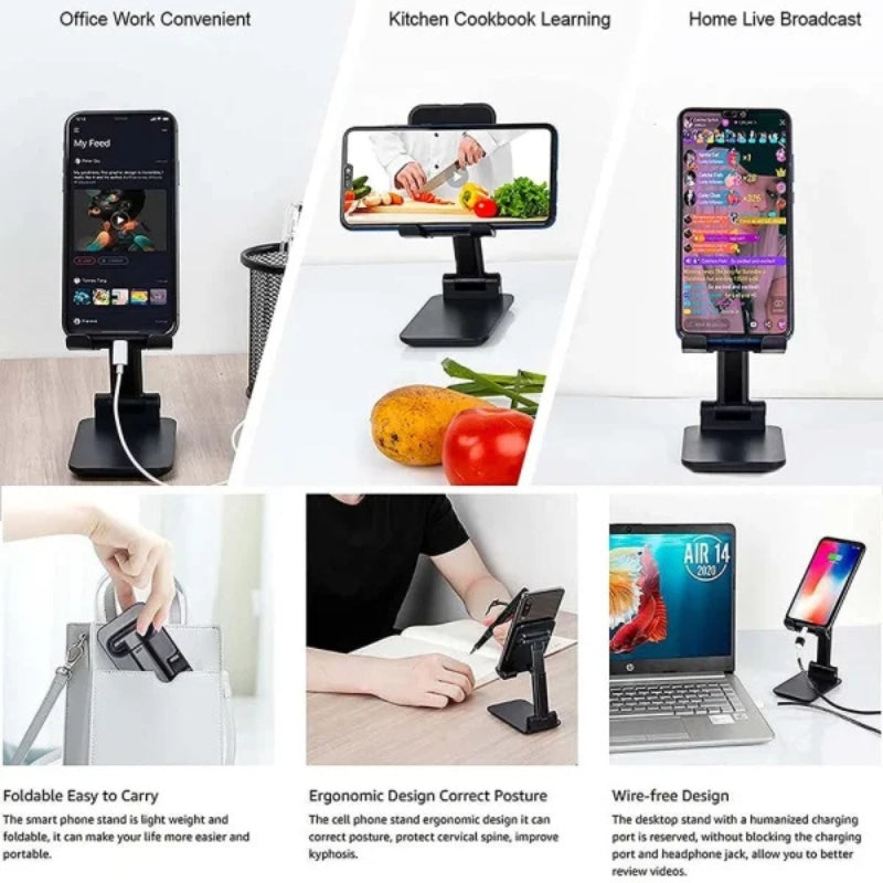 Universal Foldable Mobile & Tablet Stand | Adjustable Multi-Angle Phone Holder for Desk, Study & Office – Bellokart