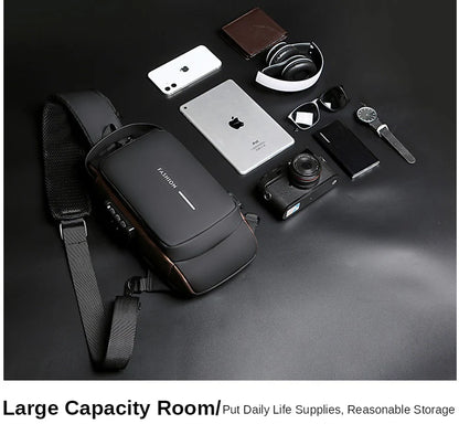Multifunction Anti-Theft Crossbody Shoulder Bag | USB Charging Chest Bag for Travel & Daily Use – Black | Bellokart