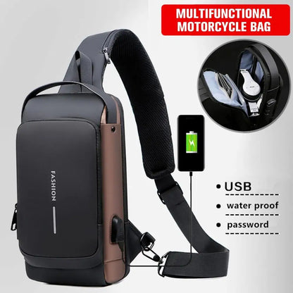 Multifunction Anti-Theft Crossbody Shoulder Bag | USB Charging Chest Bag for Travel & Daily Use – Black | Bellokart