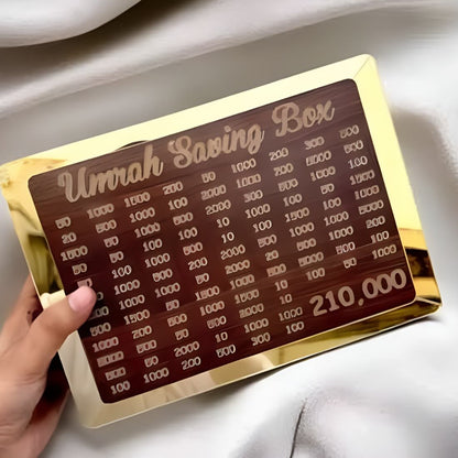 Umrah Saving Box – Premium Wooden Money Bank | Save PKR 210,000 in 280 Days | Islamic Goal Tracker – Bellokart