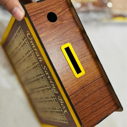 Umrah Saving Box – Premium Wooden Money Bank | Save PKR 210,000 in 280 Days | Islamic Goal Tracker – Bellokart