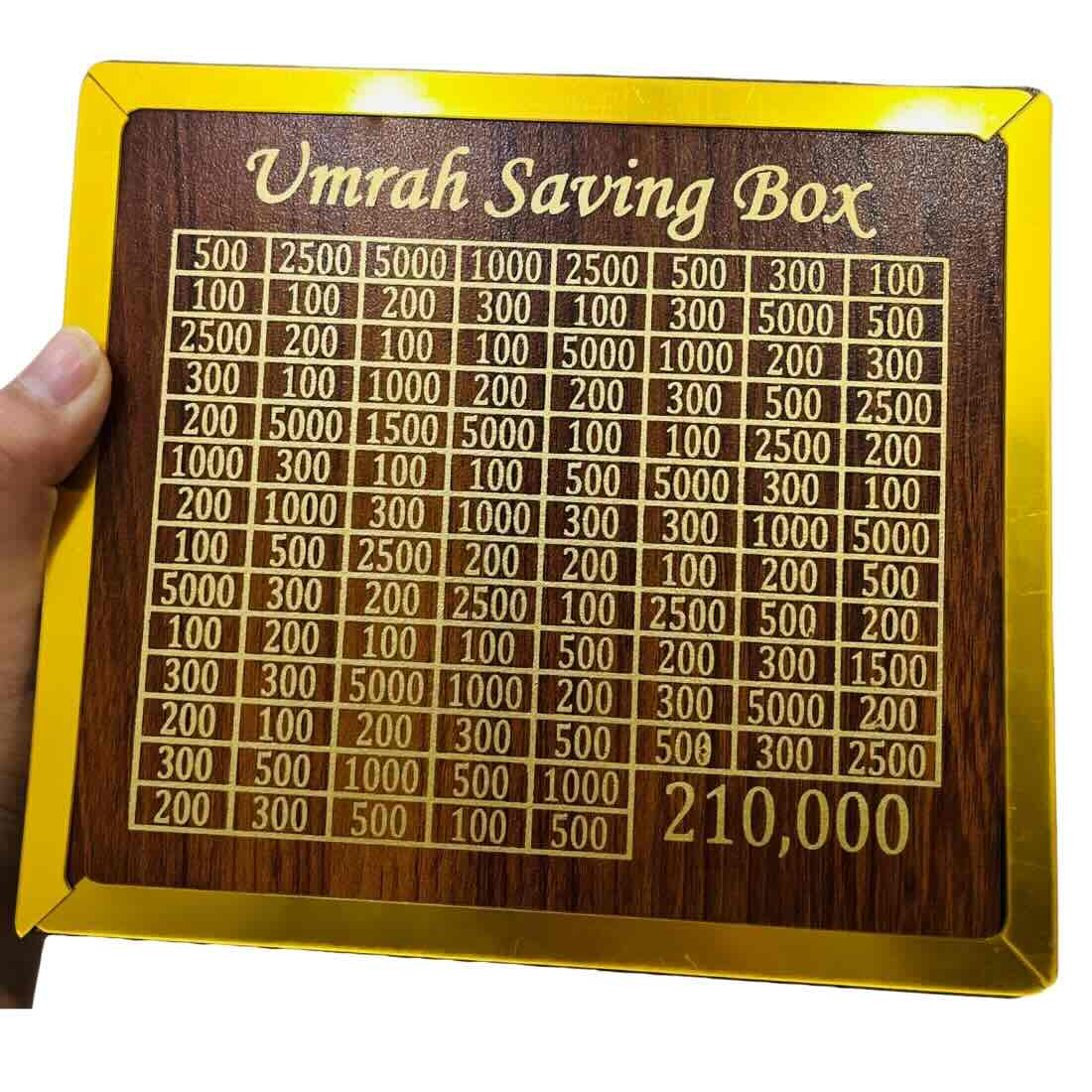 Umrah Saving Box – Premium Wooden Money Bank | Save PKR 210,000 in 280 Days | Islamic Goal Tracker – Bellokart