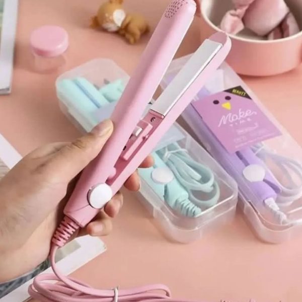 Mini Portable Ceramic Hair Straightener & Curler | Smooth, Silky, Frizz-Free Styling – Random Color | Bellokart