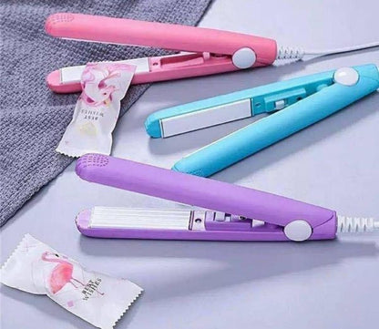 Mini Portable Ceramic Hair Straightener & Curler | Smooth, Silky, Frizz-Free Styling – Random Color | Bellokart